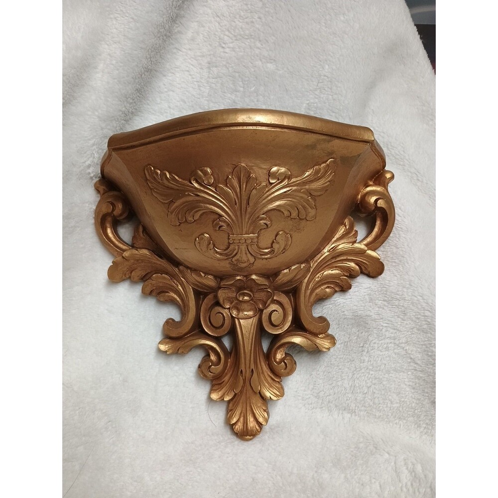 Homco Gold Wall Pocket Planter Vintage 1978 Hollywood Regency #6050